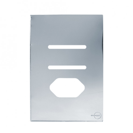 Placa p/ 2 Interruptor + Tomada 4x2 - Novara Glass Espelhada Placa p/ 2 Interruptor + Tomada 4x2 - Novara Glass Espelhada